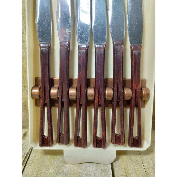 VTG 50s Stanley Deluxe Knife Set Of 6 w/Tray MCM - Picture 3 of 4